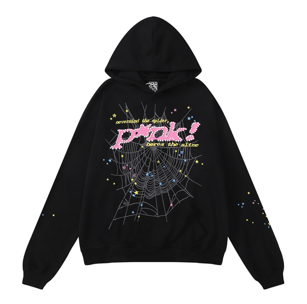 Sp5der “Pink” Black Hoodie